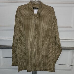 Bugatchi Green and Black Plaid Shirt P2p-26 Length-31-1/2